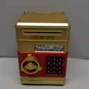 GuDoQi Piggy Bank for Boys Electronic Coin Money Bank Toy for 3 4 5 6 7 8 9 10 Year Old Children, Mini ATM Cash Coin Saving Box for Birthday Gifts Kids Age 3-10, Gold