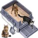 Stainless Steel Litter Box , 28"L*20"W*12"H XXL Extra Large Litter Boxes with lid ,Metal Litter Box with Hight Sides for Big Cats& Multiple Cats,Never Absorbs Odors, Anti-Urine Leakage, Easy Cleaning