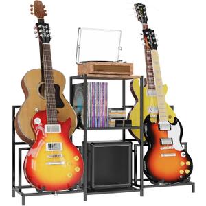 Guitar Rack Multi Guitar Stand for Multiple Guitars, Multiple Guitar Rack Holder with 3 Tier Shelf for Acoustic, Electric Guitar, Bass, Record Player, Guitar Display Stand for Home Music Studio (31.5"H x 11.8"W x 47.2"L, Black) Guitar Rack Multi Guitar Stand for Multiple Guitars, Multiple Guitar Rack Holder with 3 Tier Shelf for Acoustic, Electric Guitar, Bass, Record Player, Guitar Display Stand for Home Music Studio (31.5"H x 11.8"W x 47.2"L, Black)