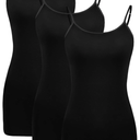 WILLBOND 3 Pieces Women Basic Long Tanks Adjustable Spaghetti Strap Camisole Top L