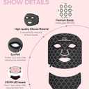 Red Light Photon Facial & Neck Mask with Remote Control, 7 Custom Modes with Infrared, Portable & Rechargeable with Timer for Home Use, 850nm Infrared & Red Light Masks, Black