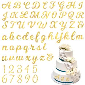 Abeillo 64PCS Gold Letters, Acrylic Cake Topper, 0-9 Number and A-Z Letters for DIY Personalized Birthday Cake Topper