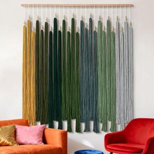 KHOYIME Macrame Wall Hanging Large Boho Home Decor Aesthetic, Bohemian Green Tassels Tapestry Modern Handmade Artwork Chic Wall Art Decorations for Living Dining Room Bedroom Nursery Office 38.5"x43"