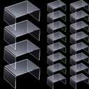 24 Pieces Acrylic Risers for Display Clear Acrylic Stand Shelf Display Risers for Collectibles Tabletop for Jewels Cupcakes Tea Sets Small Toys Arts Crafts and Candy (4 x 3 x 2 Inch)