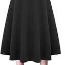 IDEALSANXUN Plaid Skirts for Womens Fall Winter High Waist Aline Pleated Midi Skirts (3X-Large, Pure Black)