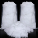 Sumind 2 Bags Winter Fake Snow Decoration Fluffy Artificial Cotton Fiber Fluffy Fake Clouds Soft Blanket for Crafts Mantle Village Christmas Winter Indoor Home Decoration(White)