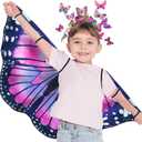 iROLWIN Double Sided Kids Butterfly Wings for Toddler Girls Fairy Dress Up Costume Butterfly Cape Headband Halloween Gifts