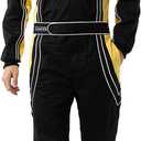 J-RACING Racing Suit Karting Suit/Race/Rally Go Kart Auto Racing Fire SFI 3.2A/1 Black Yellow (Black, XL)