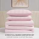 Juicy Couture Jenny Velour Striped Jacquard Queen/Full Size Comforter Bedding Set Ensemble - Pink 3 Piece Set