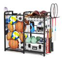 Garage Sports Equipment Organizer, Ball Storage for Gear and Toys, Large Capacity, Sports Organizer for Garage with Hooks and Baskets, for golf, Football, Soccer Ball, Bat