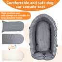 Center Console Dog Car Seat Dog Bed for Car Console Portable Armrest Booster Seat Carrier for Small Medium Dogs Anti-Collapse for Puppy Pet Up to 15 Lbs（Grid Black）