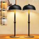2 Pack Cordless Table Lamp,Rechargeable Table Lamp, 5000mAh Battery Operated Lamp, 3 Color Stepless Dimmable Touch Lamp, Portable Lamp for Bedside, Bedroom, Living Room, Dining Room, Office (Black)