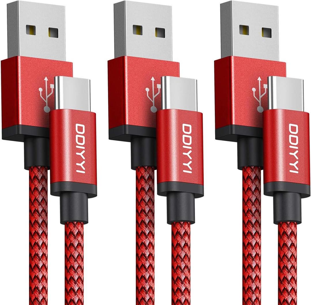USB-C Charger Cable 10FT 3-Pack, Compatible with Kindle Fire HD10, Fire 7/8/Max11, Tablets - Red