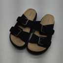 Chunky Platform Sandals for Women, Waterproof Non-Slip Rubber Sole, Adjustable Double Buckle, Arch Support Open Toe Slide Sandals, Comfortable Black Wedge Sandals for Women (9)