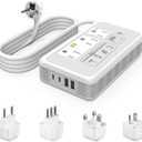 Mapambo 2000W 220V to 110V Converter for Hair Dryer, Voltage Converter US to Europe, Converter for European Travel with 2 USB-C 2 USB-A, Universal Travel Adapter with Type C G I L (Gray)