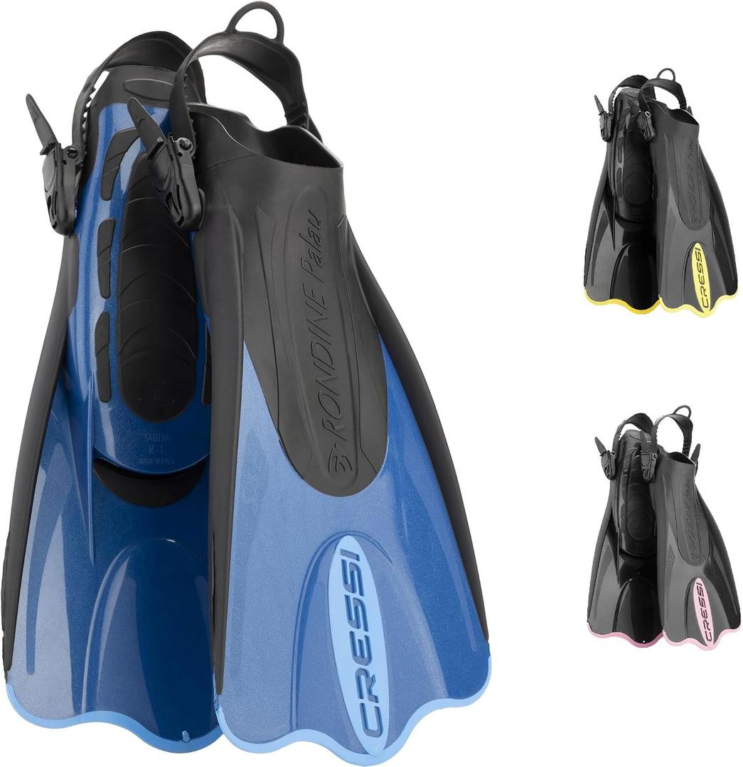 Cressi Palau SAF Short Open Heel Fins, Snorkel Fins, Quick Release Pull Tab | Fast on & Off, Snorkeling Fins for Adults, Size: M/L US Man 8½-11 US Lady 9½-12 EU 41/44
