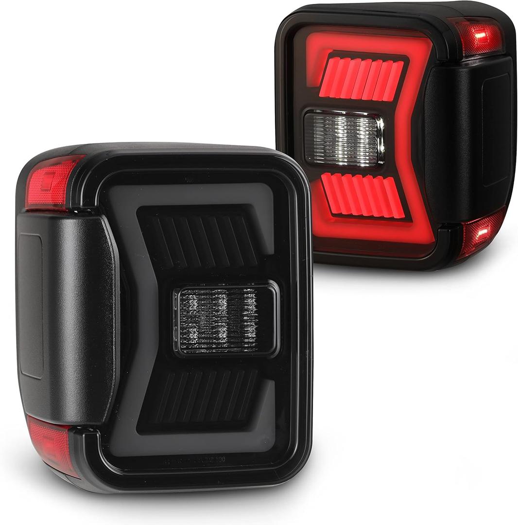 WOLFSTORM LED Sequential Tail Lights for 2019 2020 2021 2022 2023 2024 2025 Jeep Gladiator JT, Tail Lights Assembly Replacement for 19-23 Jeep Gladiator Pickup,(Smoked Lens)