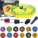 Gyro Stadium X Battle Set, 12 Spinning Tops, 3 Launchers, 1 Grip and Blade Arena Featuring X Acceleration Rail, Birthday Gift Toys for Boys Aged 6+ Years Old(Yellow)