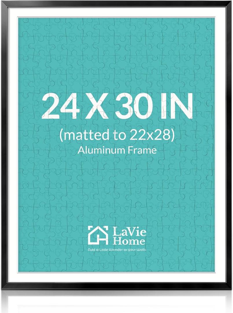 Aluminum 24 x 30 Picture Frame Black, Premium Metal Poster Frame Display Pictures 24x30 with Mat or 22x28 Without Mat, Aluminum Frame and Polished Plexiglass, Suitable for Wall Decoration (1 Pack)