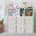 Storage Cubes, 11 Inch Cube Storage Bins, Set of 6, Fabric Foldable Storage Bins With Handles, Closet Storage Organizer Bins, Cubby Clothing Storage Baskets for Shelves, Beige