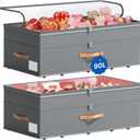 Under Bed Storage with Wheels, 2-Pack Underbed Storage Containers, No Assemble 11 inches 90L XXL Large Adjustable Storage Bins with Clear Lids, Rolling Storage for Clothes, Shoes, Blankets, Gray