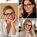 JM Oversized Reading Glasses for Women - Square Stylish Readers for Woman Men/W Blue Light Blocking Trendy Womens Reader