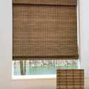 UNISHADES Cordless Bamboo Roman Shades for Windows, Blinds Size (34.5" W 64" H) Colour (Highfield Teak)