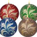 2 x Lounsweer 4 Pcs Ball Candles 3 Inch Round Candles Glitter Swirl Novelty Pattern Unscented Decorative Sphere Candle for Weddings, Home Party Holiday Decoration, Housewarming Gifts
