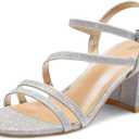 mysoft Women's Strappy Low Chunky Block Heel Sandals Open Toe Dress Shoes (7)