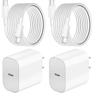 Charger For iPhone 16 15 Fast Charger, 20W USB C Fast Charging Block with 10FT Long USB C Charging Cable Cord for iPhone 16/16 Pro/16 Pro Max/15 Pro/15 Plus,iPad 12.9/11/10.9/iPad Air 5 4/iPad MINI 6 (White)