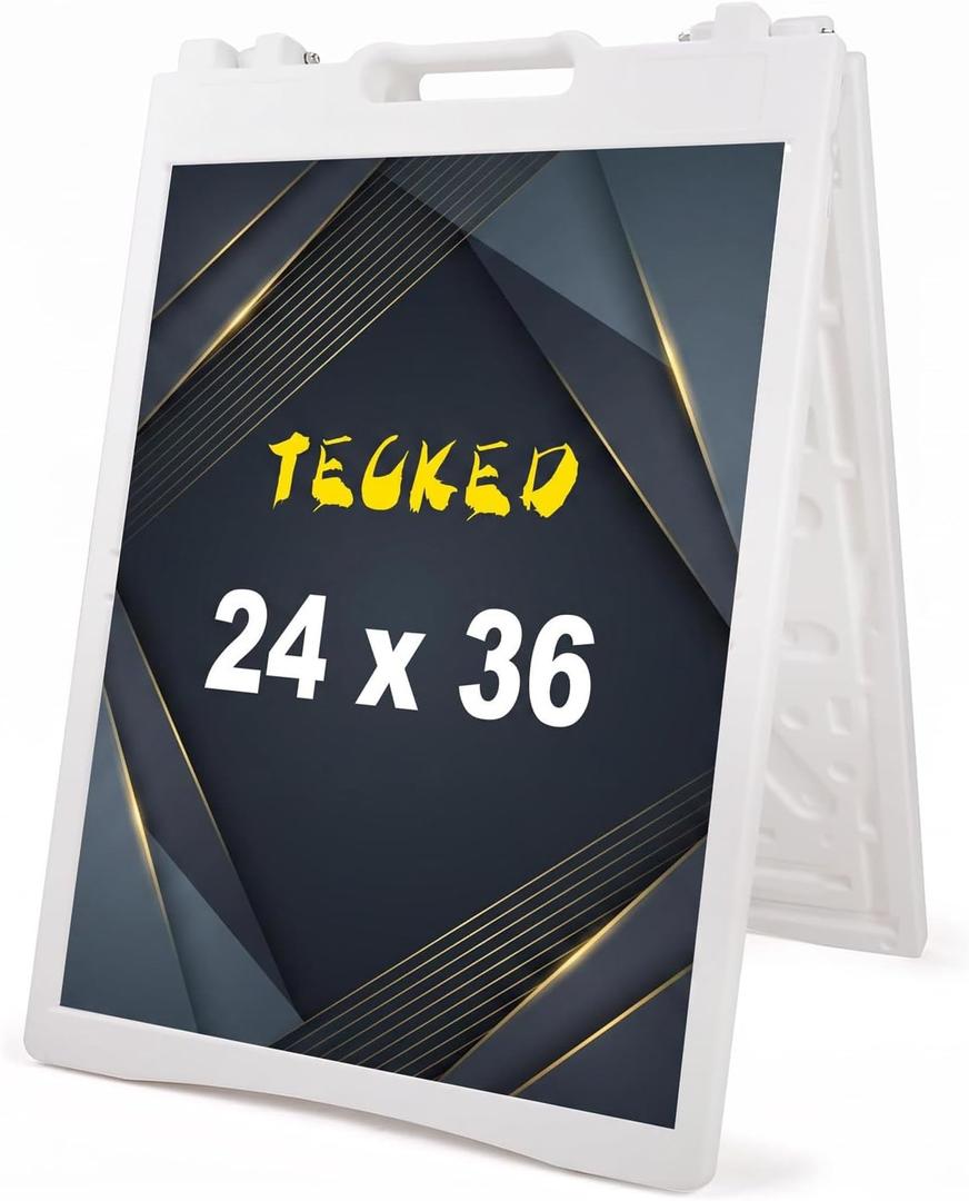 24x36 Inch Portable Foldable A Frame Sign Stand, All Heavy Duty Outdoor Advertising Displayfor Store Front, Street Marketing and Booth Promotion (White)