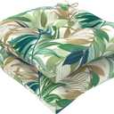 LVTXIII Outdoor U-Shaped Wicker Seat Cushion, Decorative Tufted Chair Pads Round Back Seat Cushion Set for Patio Garden Home Office Furniture, 19"x19"x4", 2 Pack, Lush Leaf Green