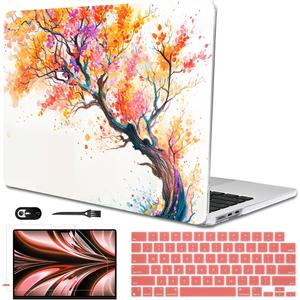 for 2022 2023 2024 2025 MacBook Air 13.6 inch Case M4 A3240 M3 A3113 M2 A2681 Cover, Patternt Plastic Hard Shell Case Keyboard Skin for Mac Air 13.6" M4 M3 M2 Touch ID, Phoenix Tree Flowers
