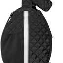 Jillian Backhand Black Striped 12 x 16 Inch Quilted Nylon Womens Pickleball Sport Sling Bag, JPB101