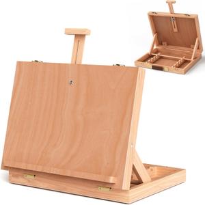 XiaZ Tabletop Easel,Easel for Painting, Adjustable Angle Wooden Art Easels, Portable Painting Easels for Beginners and Professionals, Art Supplies for Adults Student Artist, 15.75" x 11.81" x 2.76"