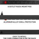 BTU Power Strip Surge Protector Rack-Mount PDU, 8 Right Angle Outlets Wide-Spaced, Mountable Power Strip Heavy Duty for Server Racks, Commercial, 300J,ETL (Black 6FT)