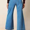 Allimy Women's High Waisted Cropped Wide Leg Jeans Stretchy Loose Denim Pants with Front Patch Pockets