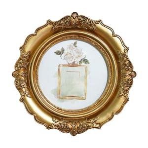 Round Photo Frame Photo Multipurpose Retro Decorative Tabletop Decor Wall Decor Hallway, Gold