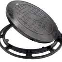 28 In Cast Iron Manhole Cover and Frame, B Class 28100 lbs Heavy-Duty Driveway Septic Tank Lid with Base, Round Black Anti-Slip Inspection Well Cover for Garage (True 27.6" ID)