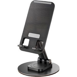 Cell Phone Stand, Adjustable Phone Holder 360 Rotation Fully Foldable Desktop Dock Compatible with iPhone 16 15 14 13 Pro Max Android Smartphone E-Reader Tablets (Black)