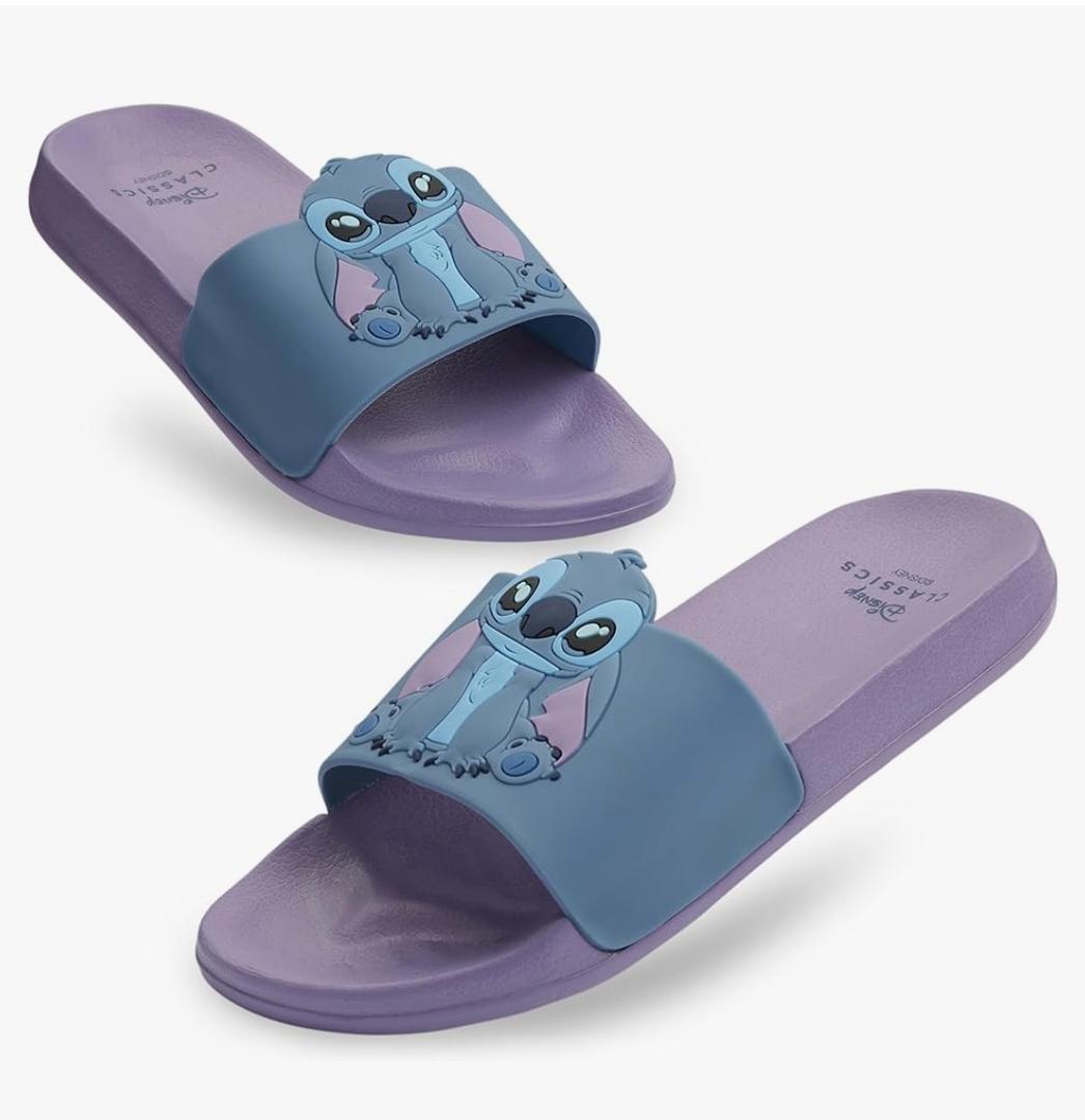 Disney Stitch Slides Girls Beach Shoes Pool Sandals Rubber Shoes Comfy Slides for Kids Summer Footwear Gifts for Girls.28/29