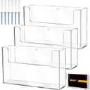 DoubleFill Post Card Holder Display Stand 6 x 4 Inch Wall Mount Index Clear Acrylic Organizer Small Brochure Hanging Pamphlet Holder for Flyer Magazine File Display(3 Pack)