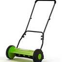 Garvee 16" Push Reel Lawn Mower, 5-Blade Manual Walk-Behind Lawn Mower with Adjustable Cutting Height, Compact Push Mower for Small Yards, Green