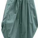 Sujama Poplin Midi Skirt for Women Cotton Baggy Drawstring Parachute Skirt Casual Cargo Maxi Long Skirts with Pockets 2025 Blue Green L