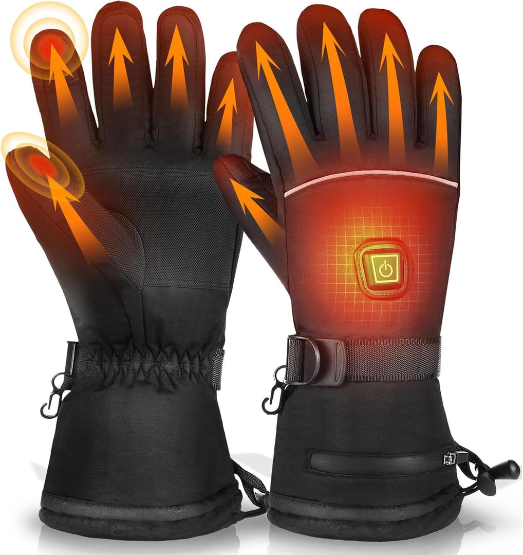 Heated Gloves 8H Working Hours Rechargeable Lithium Battery 3 Temperature Settings Electric Heat Resistant Gloves for Men Women for Sports Outdoor Climbing Hiking Skiing Winter Handwarmer (Large)