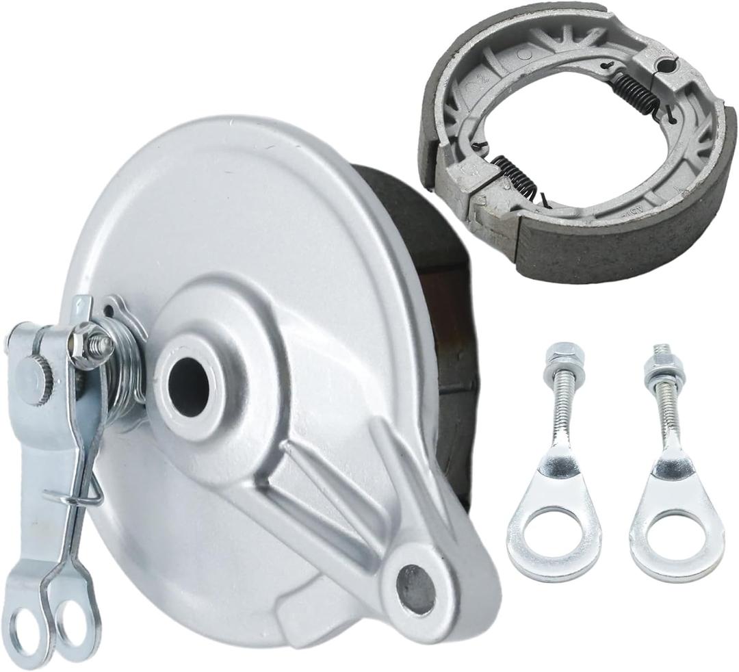 Mini Bike Rear Drum Brake Cover Shoe Kit with Chain Tensioner, Replacement for Coleman CT200U BT200X CT200U-EX Mini Bike, Replacement for Axis M200 Mini Bike