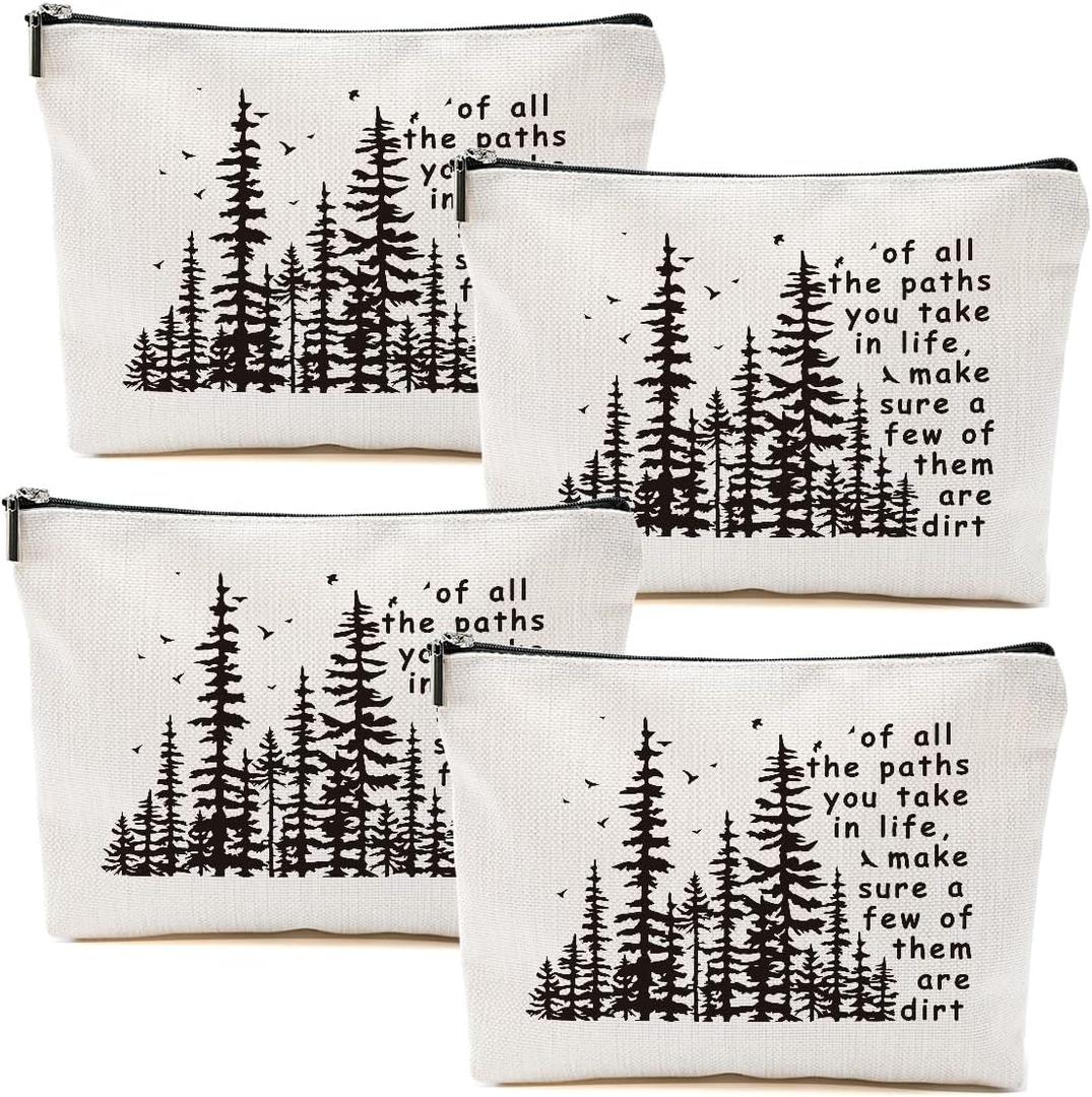 4pcs Camping Gifts for Women Makeup Bag, Travel Essential Cosmetic Bag | Camping Essentials Inspirational Gifts for Women Female Girls Sister BFF Nature Lover, Glamping Toiletry Bags