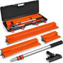 Drywall Skimming Blade Set, 12"+22"+32" Blades + Adjustable 24"-55" Aluminum Handle, Stainless Steel Construction Knife Drywall Smoothing Knockdown Knife on Walls, and Plaster Surfaces