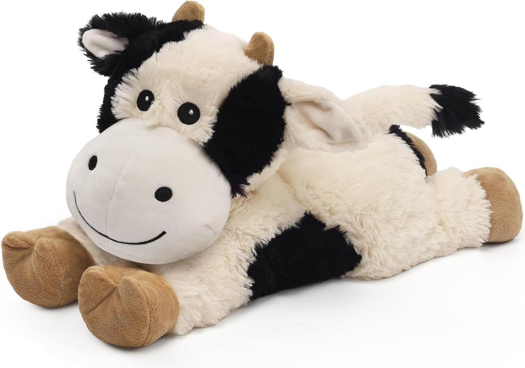 Cuckool Cow Stuffed Animals, Microwavable Stuffed Animals Adorable Fluffy Cow Plush for Warmth & Comfort, Heatable Coolable Lavender Scent Toys, Cute Soft Plushies Cow Gift for Kids Boys Girls & Adult, Black And White Cow