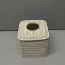 Tissue Box Cover Square Resin Tissue Holder for Home Decor,Hand Carved Wicker Tissue Box Holder,5.3 x 5.3 x 5.9 inches, Farmhouse White